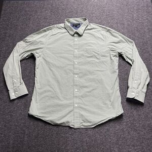 Banana Republic Button Up Shirt Mens XL Green Check Soft Wash Tailored Slim Fit